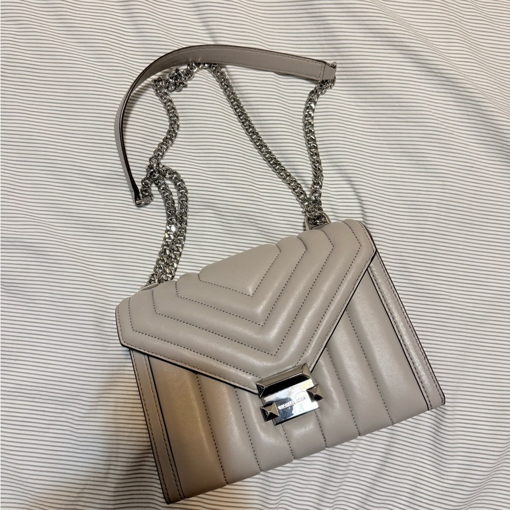 Michael Kors Taupe Quilted Crossbody Bag
